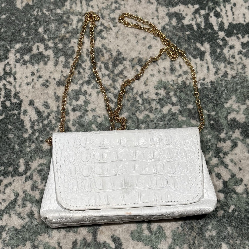 Kemestry white croc-embossed clutch Made In USA